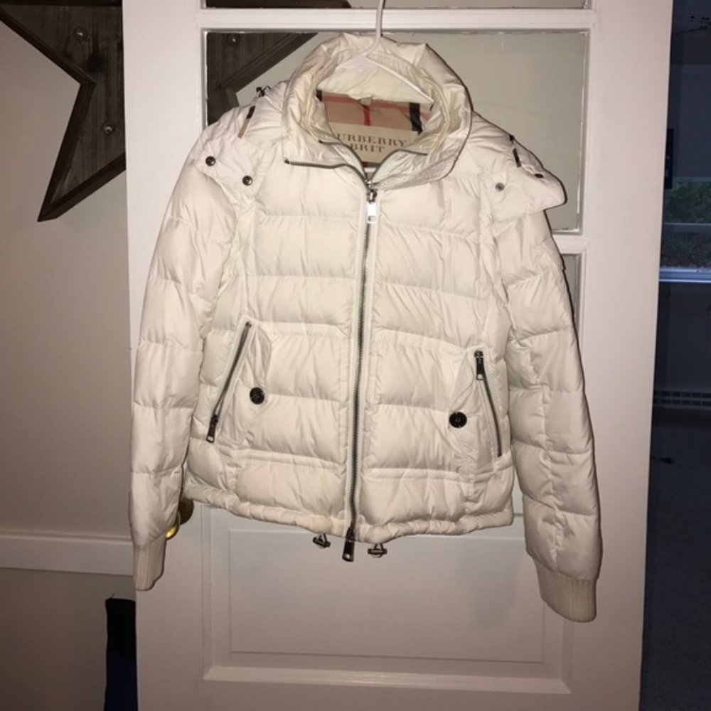 Burberry Brit Short Puffer White Jacket